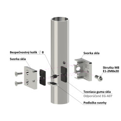 Svorka skla na trubku ø42.4mm s podložkou, AISI304 Svorka skla na trubku ø42.4mm s podložkou, AISI304